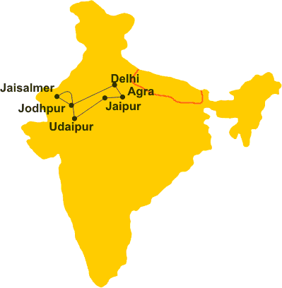 trasa wyprawy wycieczka Rajastan 2015